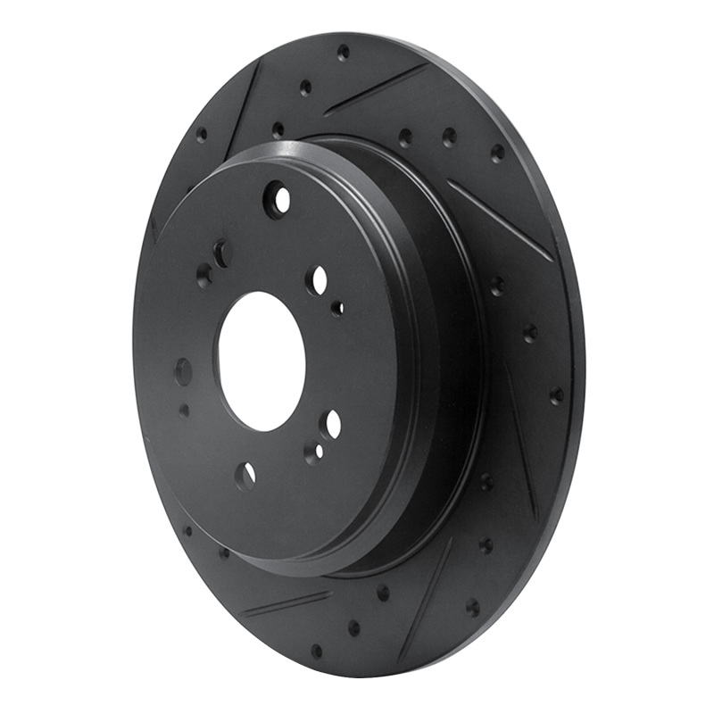 Acura ZDX Brake Rotor (1) - Rear Left - R1 Concepts - Drilled & Slotted - Black - `07-`17